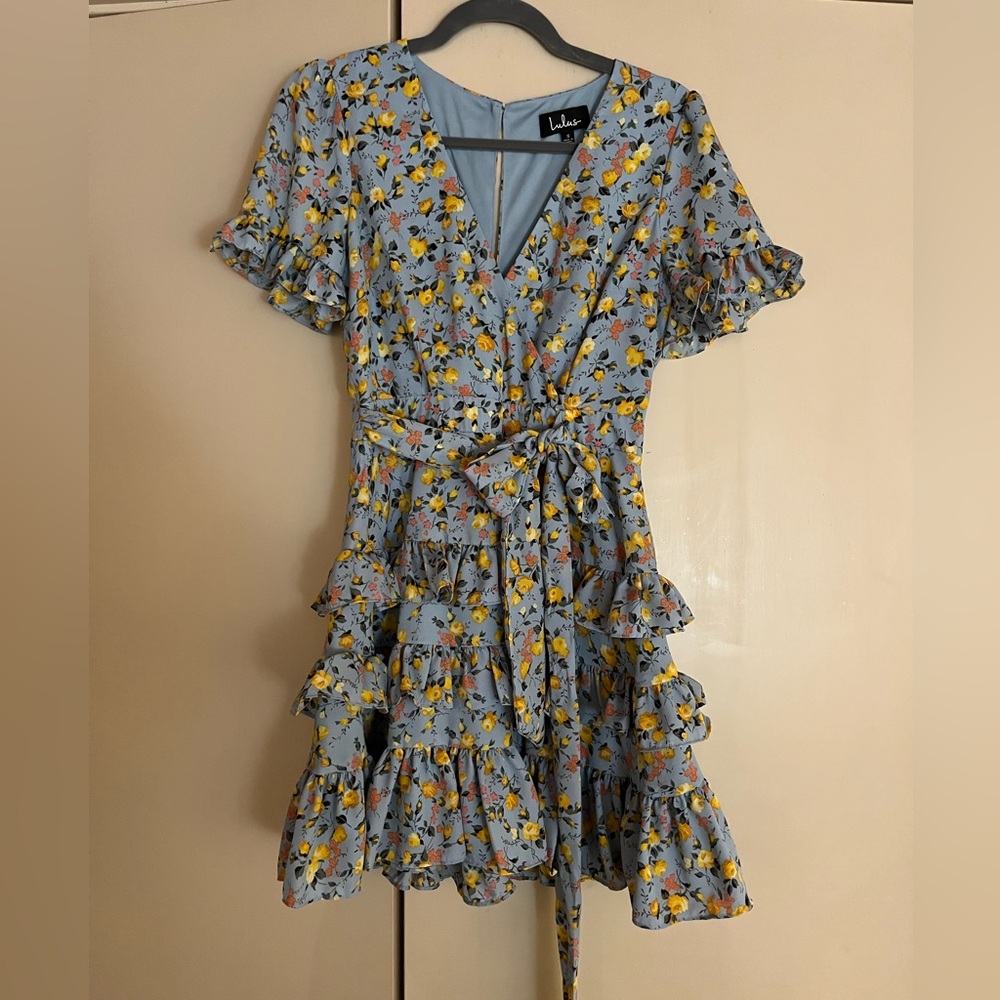 Lulu’s Blue/yellow Floral Mini Dress